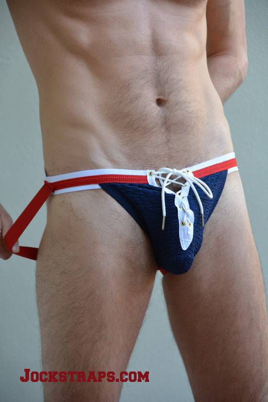 Activeman Red/White/Blue Patriotic Lace-Up Jockstrap - Image 3