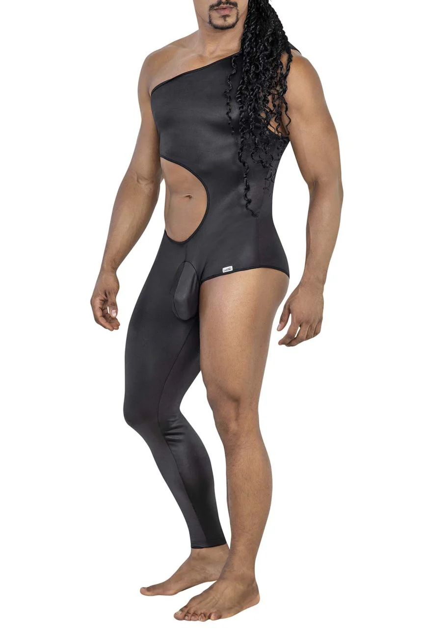 Candyman 99786 One Shoulder One Leg Bodysuit Opaque Black - Image 4