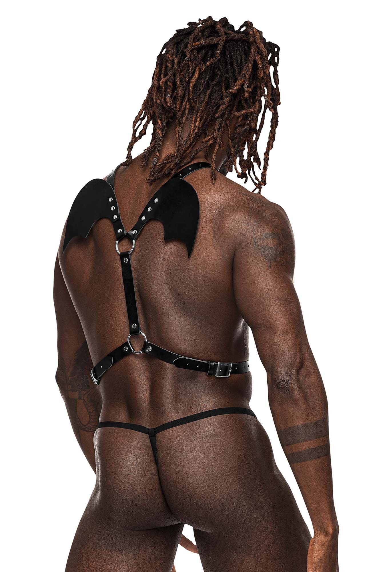 Male Power 597-266 PU Leather Sagittarius Harness w/Bat Wings - Image 6