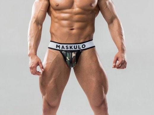 Maskulo Woodland Camo Jockstrap with Detachable Pouch - Image 3