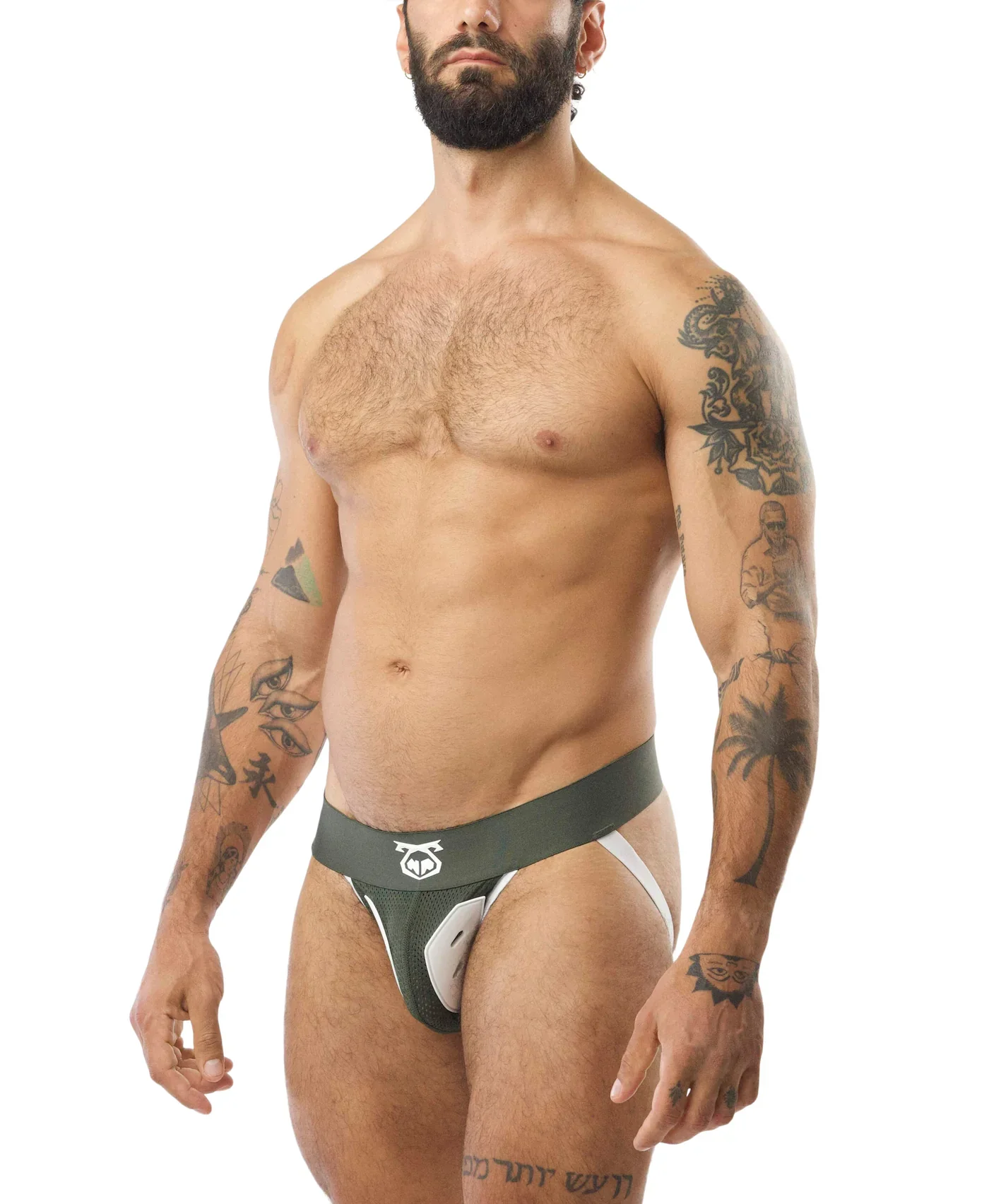 Nasty Pig Goalkeeper Jockstrap in Army Green/White - Image 2