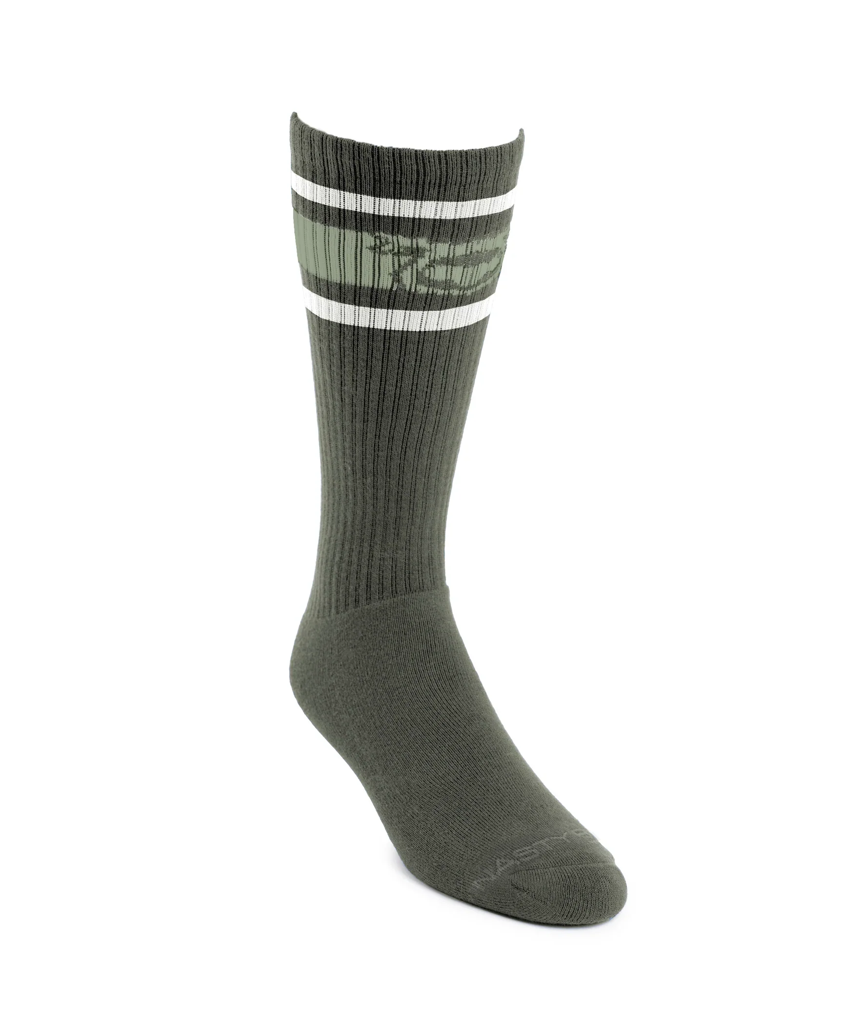 Nasty Pig Hook'd Up Sport Sock in Army Green/White - Image 2