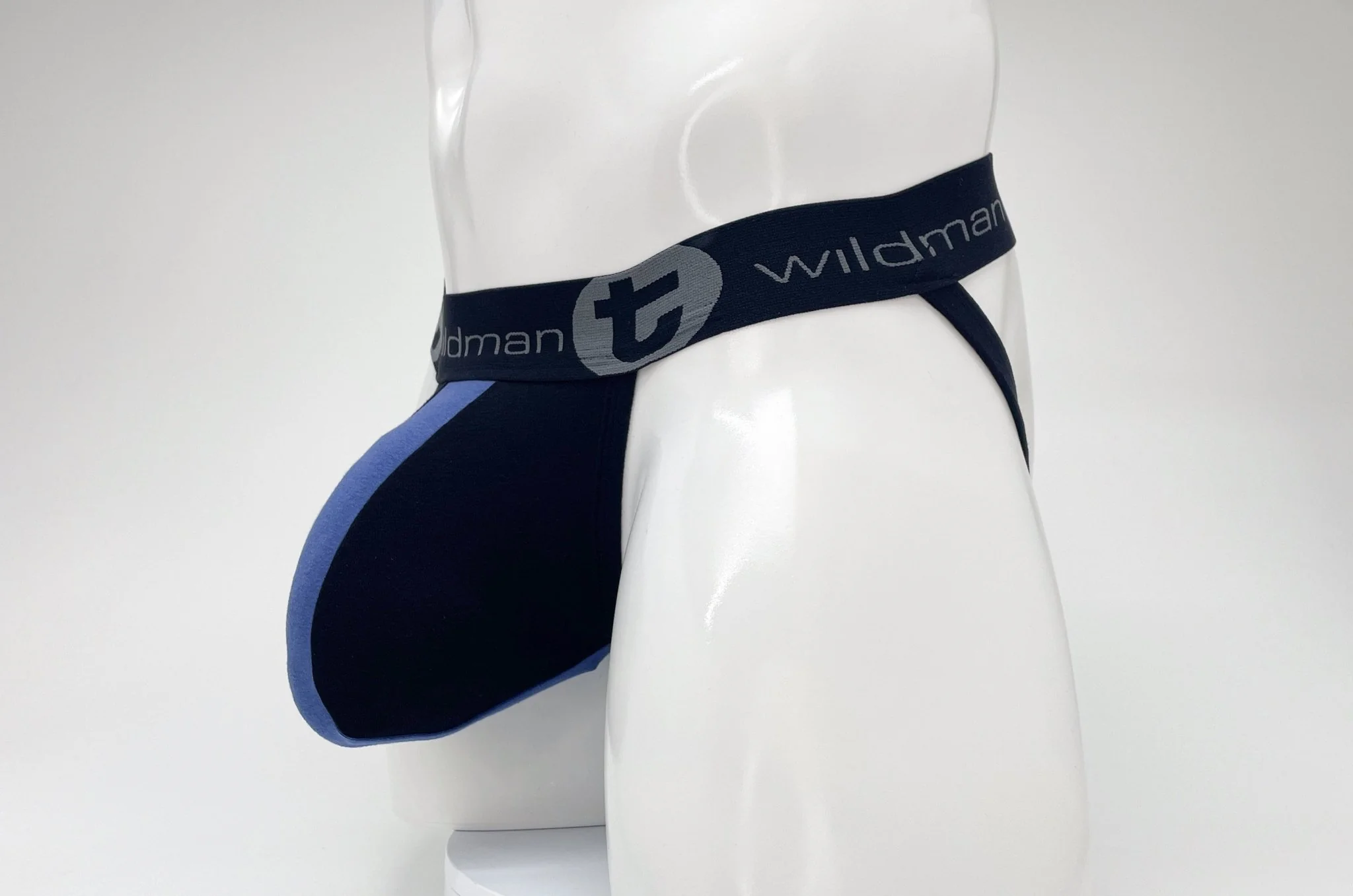 WildmanT Cotton Big Boy Pouch Stripe Jockstrap Black/Royal Blue - Image 10