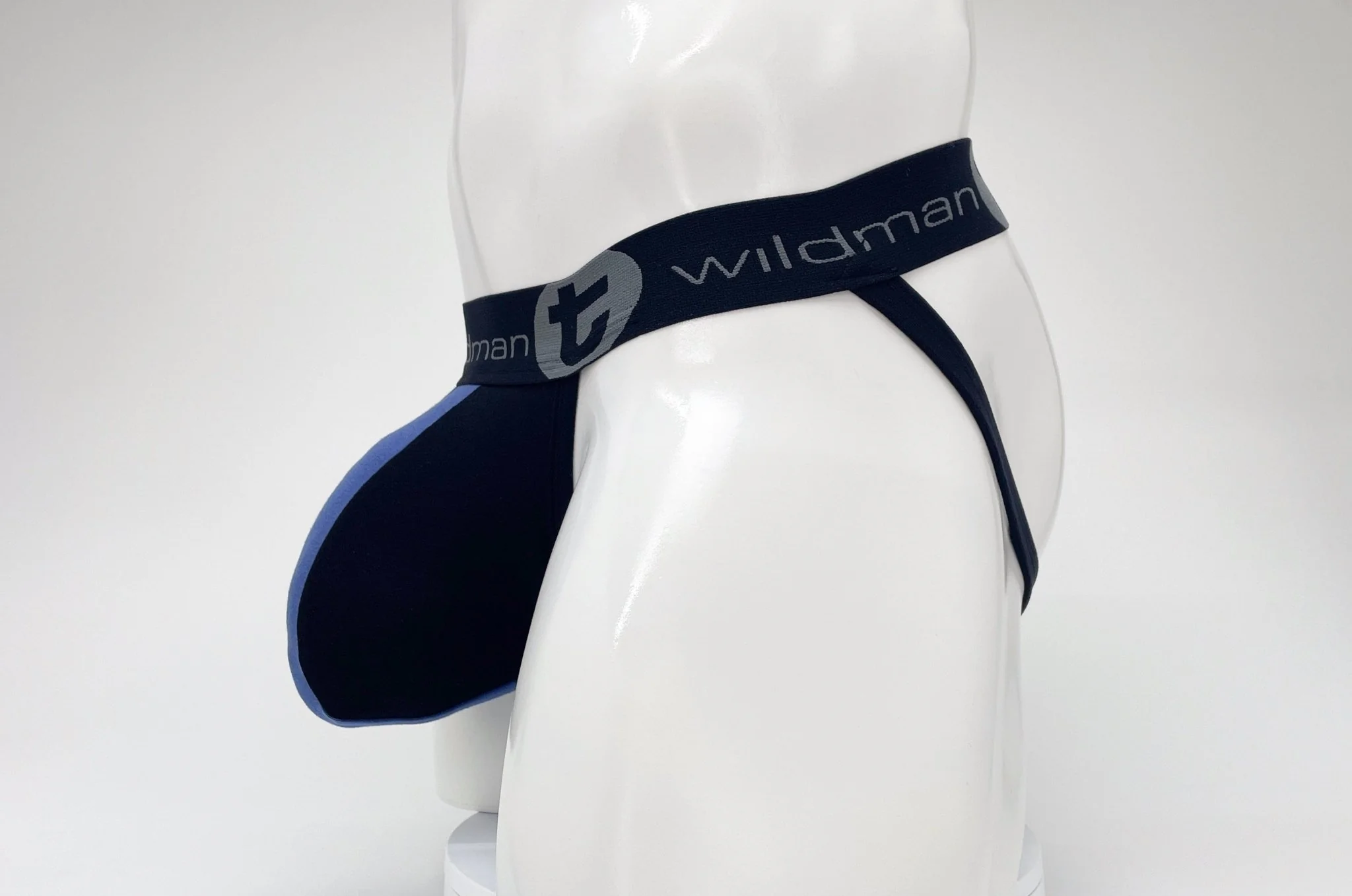 WildmanT Cotton Big Boy Pouch Stripe Jockstrap Black/Royal Blue - Image 11