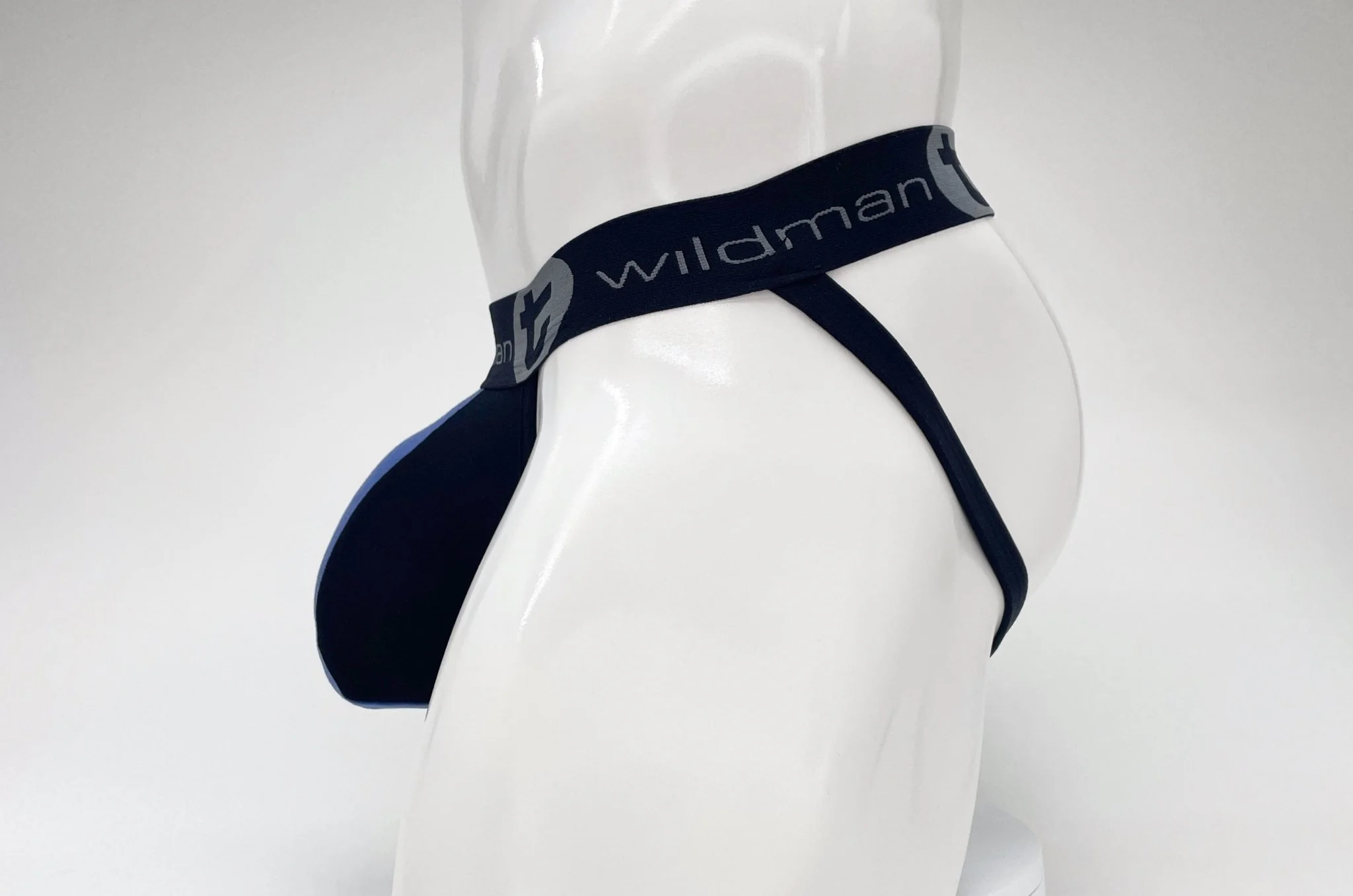 WildmanT Cotton Big Boy Pouch Stripe Jockstrap Black/Royal Blue - Image 12