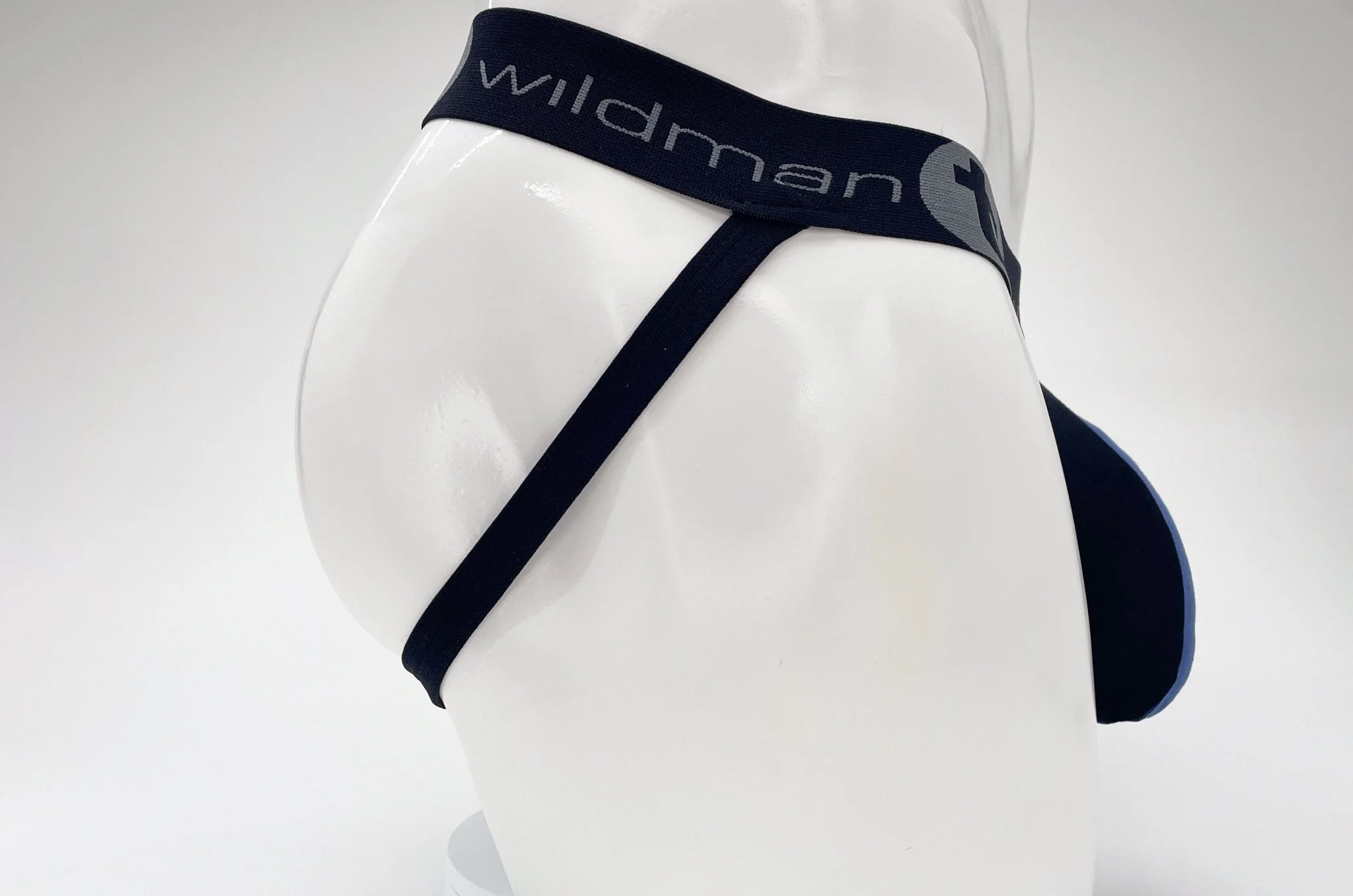 WildmanT Cotton Big Boy Pouch Stripe Jockstrap Black/Royal Blue - Image 23