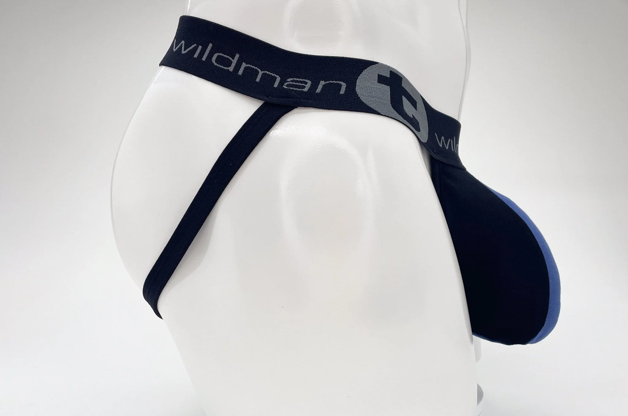 WildmanT Cotton Big Boy Pouch Stripe Jockstrap Black/Royal Blue - Image 24