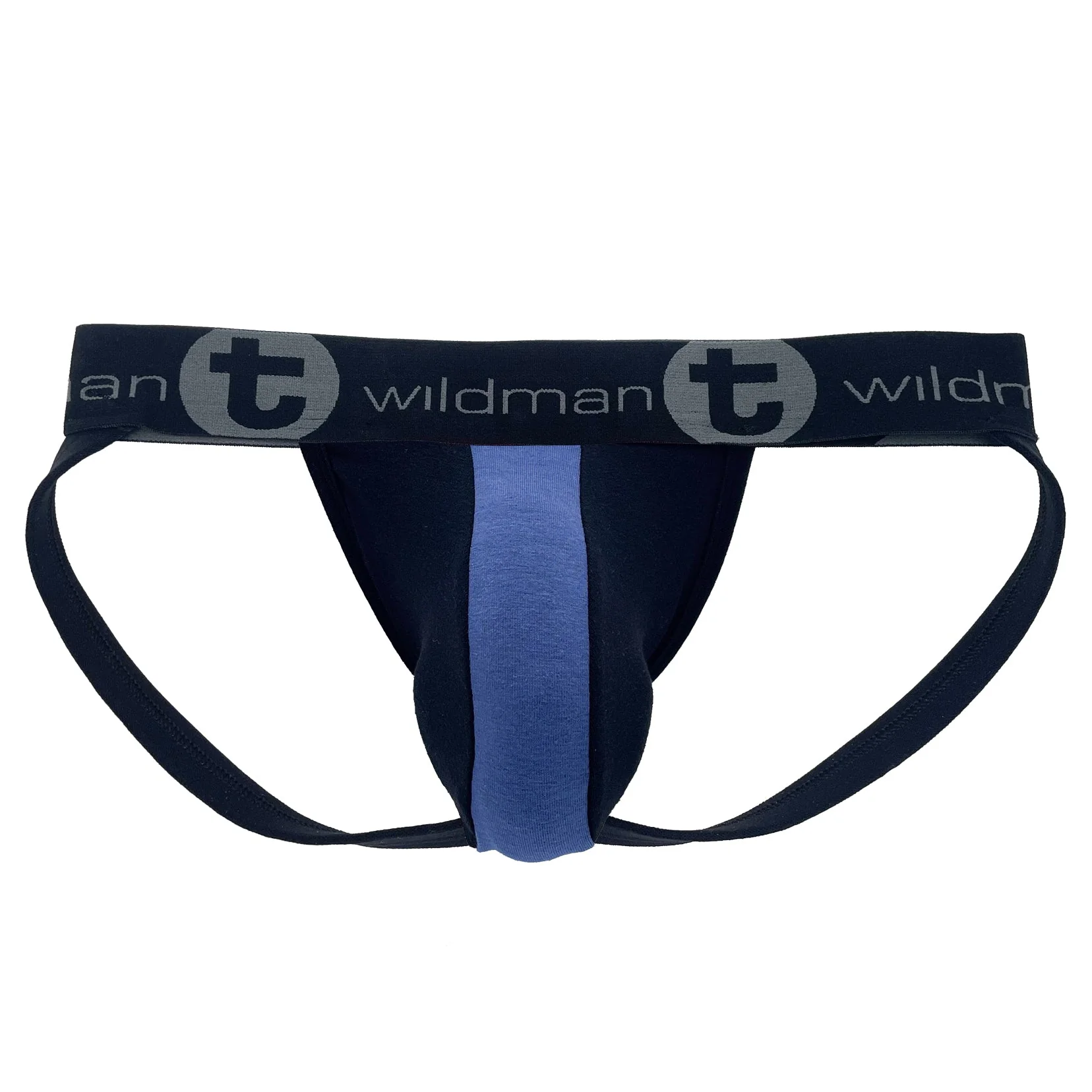 WildmanT Cotton Big Boy Pouch Stripe Jockstrap Black/Royal Blue - Image 4
