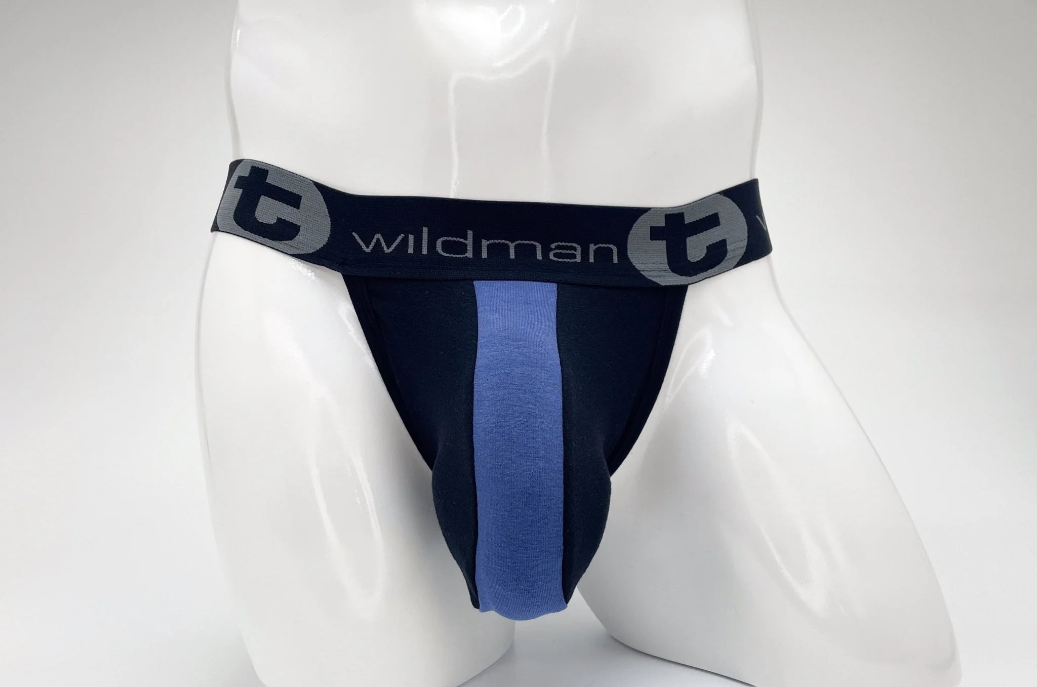 WildmanT Cotton Big Boy Pouch Stripe Jockstrap Black/Royal Blue - Image 6