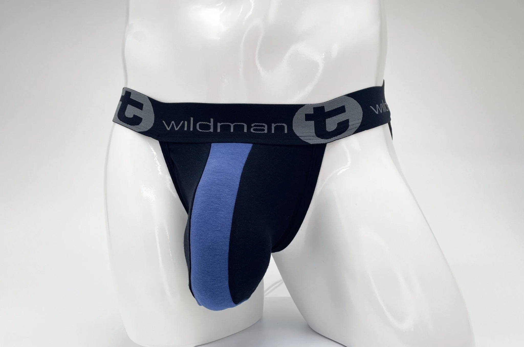 WildmanT Cotton Big Boy Pouch Stripe Jockstrap Black/Royal Blue - Image 7